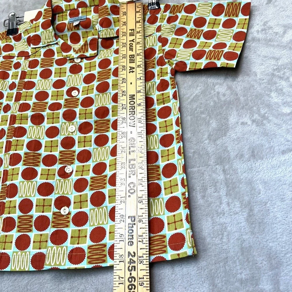 Posh Baby Boys Shirt 5T‎ Red Orange Retro Print Geometric Button Front